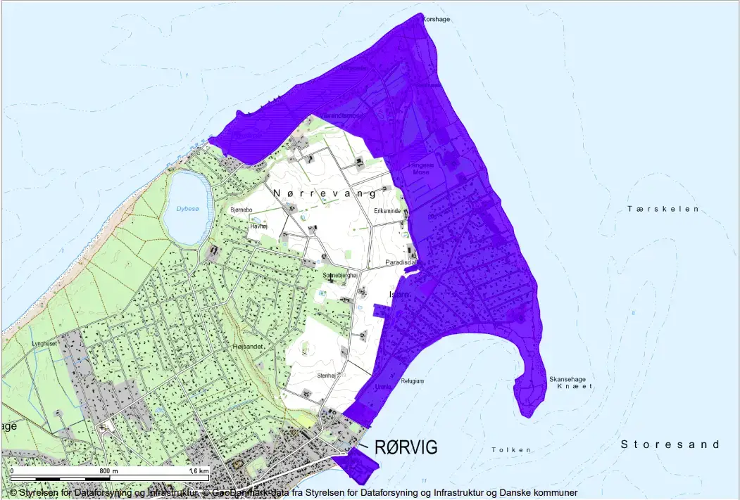 Stormflod over Rørvig - Kort